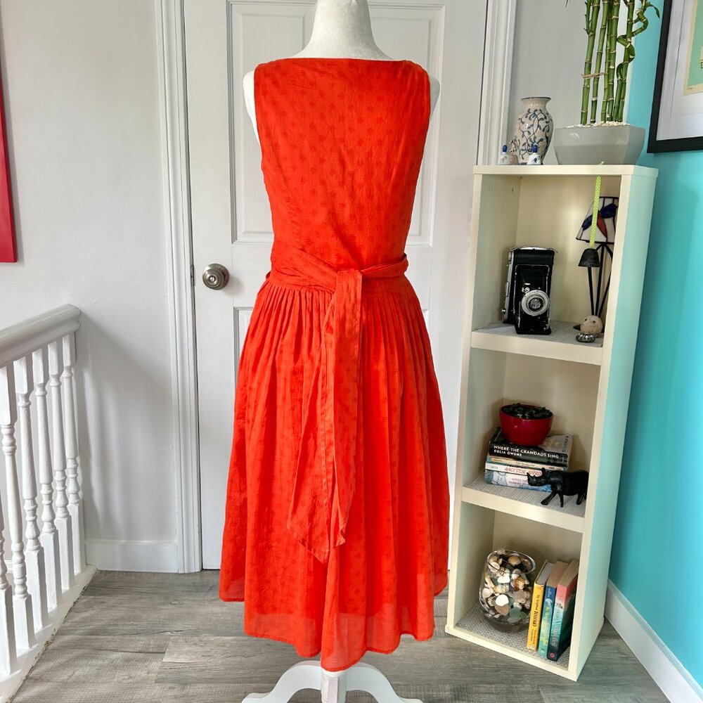 J. Crew Cecilia Midi Eyelet Dress with POCKETS in Red Poppy (size 2) - Picture 5 of 12